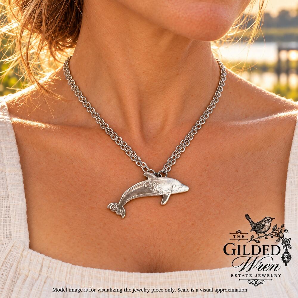 Silver Spoon Jewelry Dolphin Necklace Heavily Silver Plated NWT 16-18in
